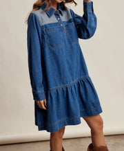 Load image into Gallery viewer, Western Denim Tiered Dress