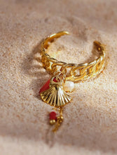 Load image into Gallery viewer, Saliah 18K Gold Shell Dangle Chain Ring
