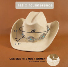 Load image into Gallery viewer, Turquoise Stud Concho Belt Western Cowboy Hat
