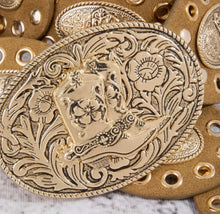 Load image into Gallery viewer, Western Oval Concho Vegan Leather Belt

