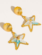 Load image into Gallery viewer, Azura 18k Gold Seashell Starfish Drop Earrings
