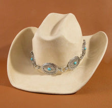 Load image into Gallery viewer, Turquoise Stud Concho Belt Western Cowboy Hat
