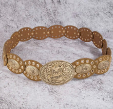 Load image into Gallery viewer, Western Oval Concho Vegan Leather Belt
