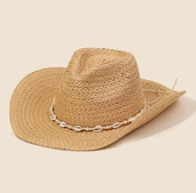 Cargar imagen en el visor de la galería, Cowrie Shell Straw Braided Hat
