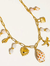 Cargar imagen en el visor de la galería, Milah 18k Gold Shell &amp; Pearl Charm Necklace
