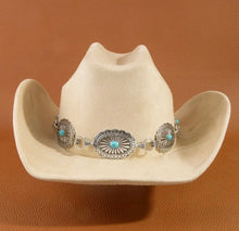 Load image into Gallery viewer, Turquoise Stud Concho Belt Western Cowboy Hat
