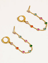 Load image into Gallery viewer, Halana 18K Gold Crystal Chain Earrings
