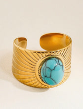 Load image into Gallery viewer, Reef 18K Gold Turquoise Stone Adjustable Ring
