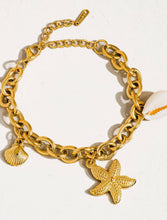 Load image into Gallery viewer, Kallah 18K Gold Stars &amp; Shells Chain Bracelet

