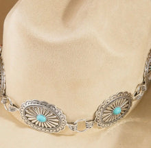 Load image into Gallery viewer, Turquoise Stud Concho Belt Western Cowboy Hat
