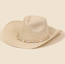 Cargar imagen en el visor de la galería, Cowrie Shell Straw Braided Hat
