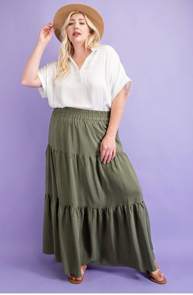 Berlin Olive Skirt Plus